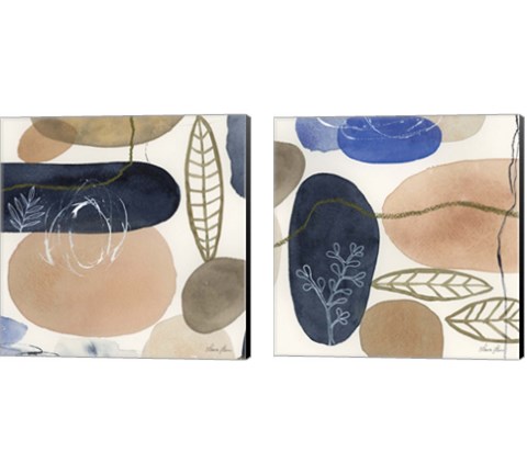 Leaves and Stones 2 Piece Canvas Print Set by Laura Horn