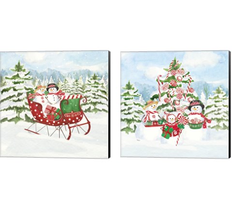Peppermint Holiday 2 Piece Canvas Print Set by Tara Reed