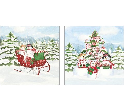 Peppermint Holiday 2 Piece Art Print Set by Tara Reed