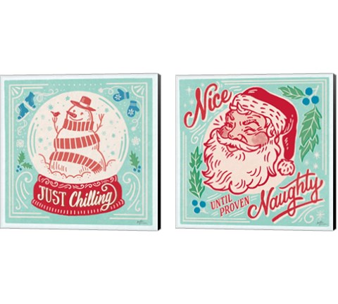 Naughty and Nice 2 Piece Canvas Print Set by Janelle Penner