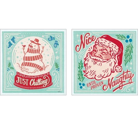 Naughty and Nice 2 Piece Art Print Set by Janelle Penner