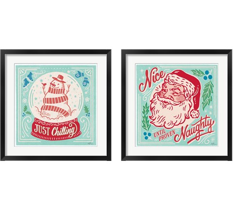 Naughty and Nice 2 Piece Framed Art Print Set by Janelle Penner