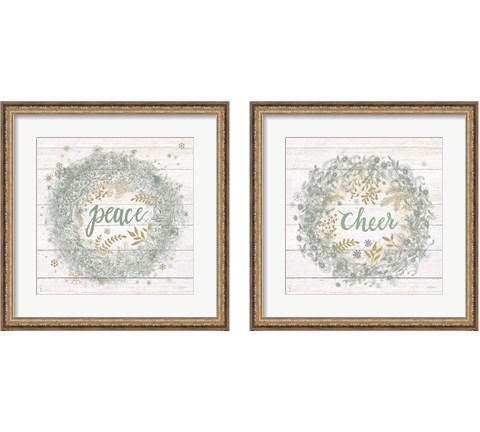Frosty Cheer Sage 2 Piece Framed Art Print Set by Mary Urban