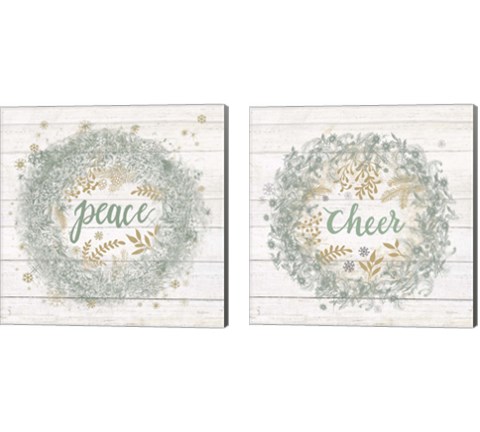 Frosty Cheer Sage 2 Piece Canvas Print Set by Mary Urban