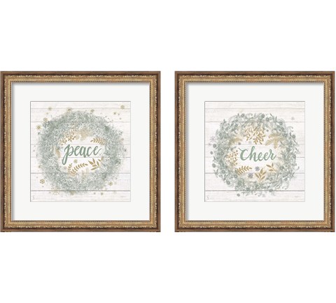 Frosty Cheer Sage 2 Piece Framed Art Print Set by Mary Urban