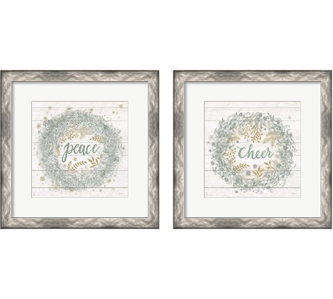 Frosty Cheer Sage 2 Piece Framed Art Print Set by Mary Urban