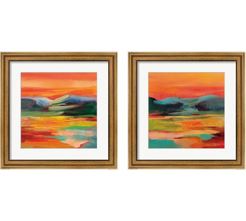 Flower Hill Sunset 2 Piece Framed Art Print Set by Silvia Vassileva