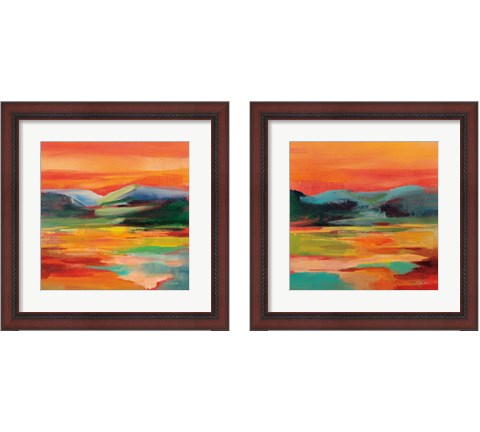 Flower Hill Sunset 2 Piece Framed Art Print Set by Silvia Vassileva