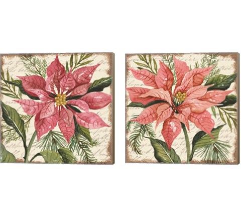 Poinsettia Botanical 2 Piece Canvas Print Set by Cindy Jacobs