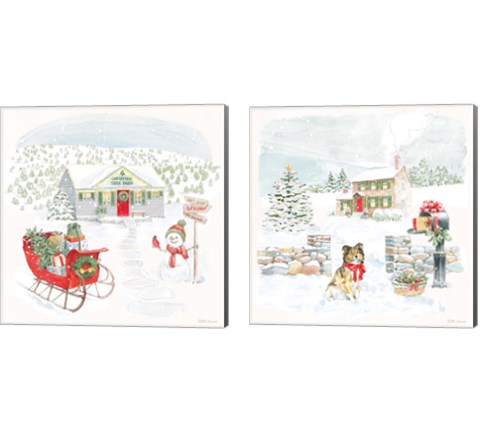 Home For The Holidays 2 Piece Canvas Print Set by Beth Grove