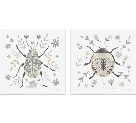 Folk Beetle 2 Piece Art Print Set by Farida Zaman