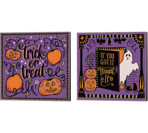 Halloween Expressions 2 Piece Canvas Print Set by Janelle Penner