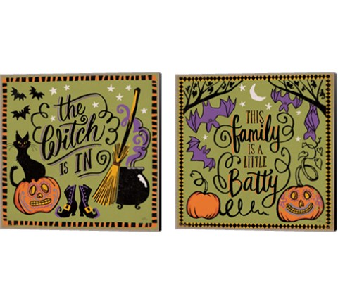 Halloween Expressions 2 Piece Canvas Print Set by Janelle Penner