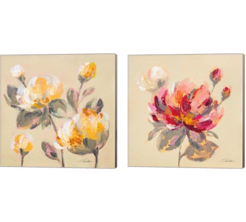 Blooming Peony 2 Piece Canvas Print Set by Silvia Vassileva