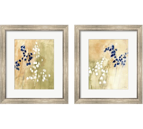 Floral with Bluebells and Snowdrops 2 Piece Framed Art Print Set by Janel Bragg
