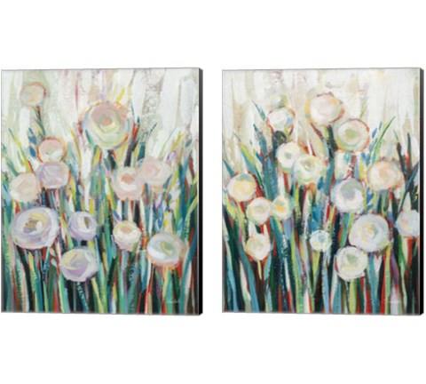 Sprinkled White Flowers 2 Piece Canvas Print Set by Silvia Vassileva