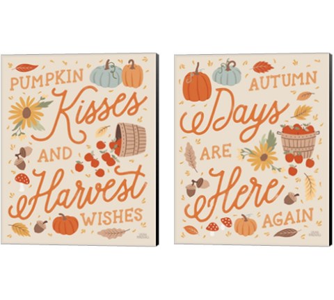 Harvest Wishes 2 Piece Canvas Print Set by Laura Marshall