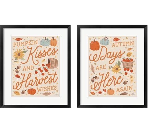 Harvest Wishes 2 Piece Framed Art Print Set by Laura Marshall