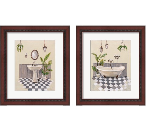 Gray Cottage Bathroom 2 Piece Framed Art Print Set by Silvia Vassileva