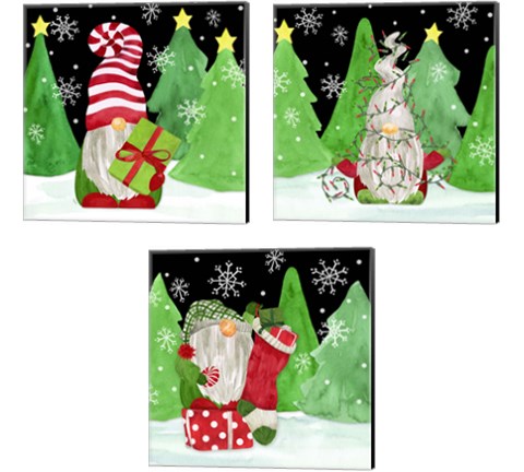 Gnome for Christmas 3 Piece Canvas Print Set by Tara Reed