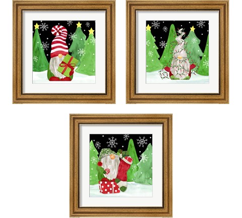 Gnome for Christmas 3 Piece Framed Art Print Set by Tara Reed