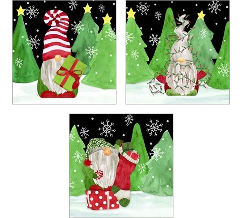 Gnome for Christmas 3 Piece Art Print Set by Tara Reed