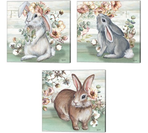 Farmhouse Bunny 3 Piece Canvas Print Set by Tre Sorelle Studios