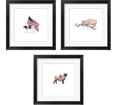 All American Farmhouse on White 3 Piece Framed Art Print Set by Tara Reed