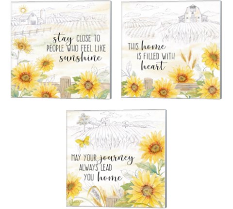 Good Morning Sunshine 3 Piece Canvas Print Set by Cynthia Coulter