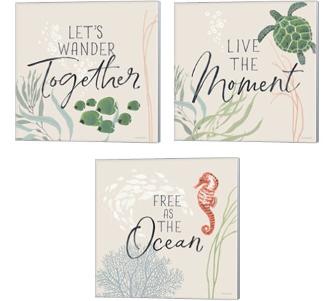 Free As the Ocean 3 Piece Canvas Print Set by Lisa Audit