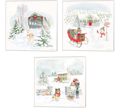 Home For The Holidays 3 Piece Canvas Print Set by Beth Grove