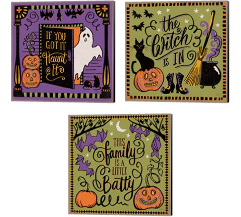 Halloween Expressions 3 Piece Canvas Print Set by Janelle Penner
