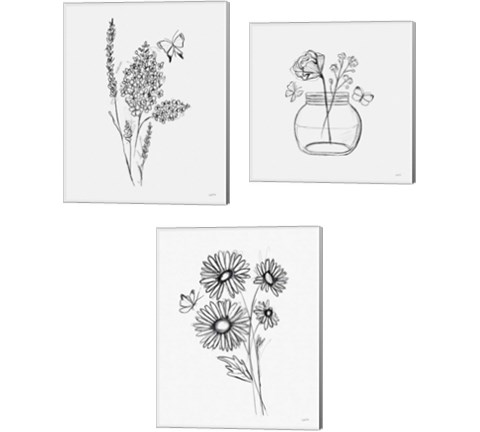 Among Wildflowers 3 Piece Canvas Print Set by Leah York