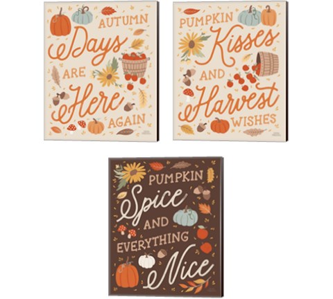 Harvest Wishes 3 Piece Canvas Print Set by Laura Marshall