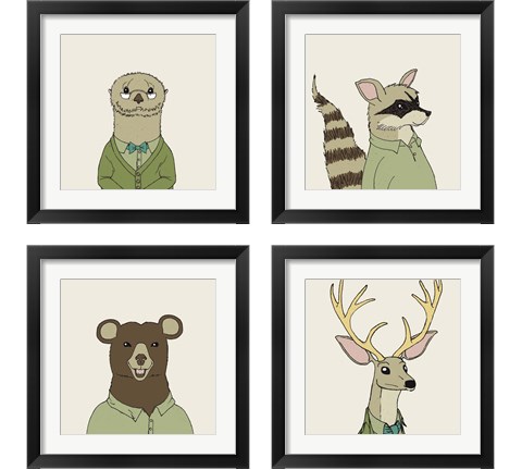 Animals on Cream 4 Piece Framed Art Print Set by Wild Apple Portfolio
