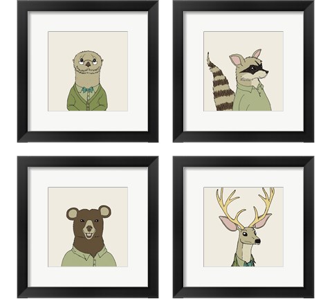 Animals on Cream 4 Piece Framed Art Print Set by Wild Apple Portfolio