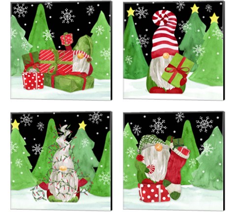Gnome for Christmas 4 Piece Canvas Print Set by Tara Reed