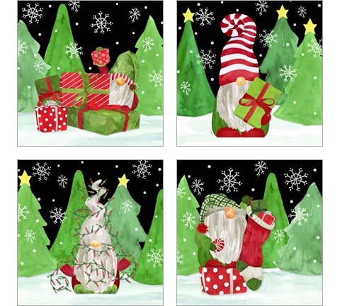 Gnome for Christmas 4 Piece Art Print Set by Tara Reed