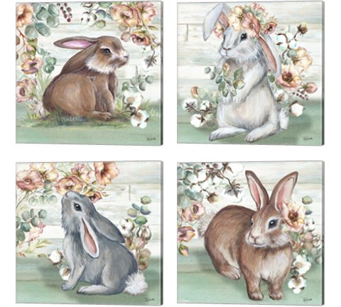 Farmhouse Bunny 4 Piece Canvas Print Set by Tre Sorelle Studios