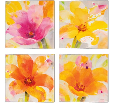 Bright Tulips 4 Piece Canvas Print Set by Albena Hristova