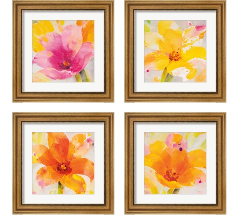 Bright Tulips 4 Piece Framed Art Print Set by Albena Hristova