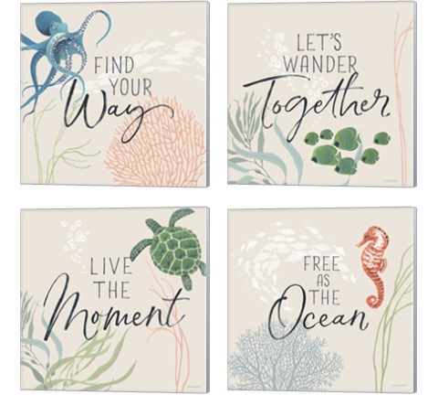 Free As the Ocean 4 Piece Canvas Print Set by Lisa Audit