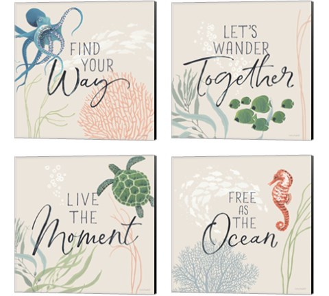 Free As the Ocean 4 Piece Canvas Print Set by Lisa Audit
