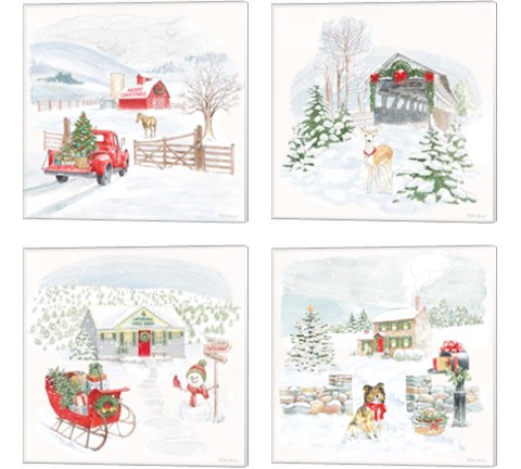 Home For The Holidays 4 Piece Canvas Print Set by Beth Grove