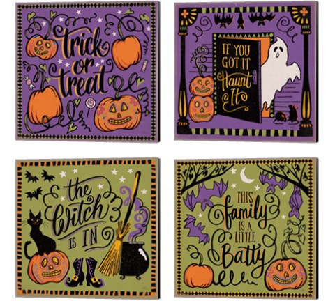 Halloween Expressions 4 Piece Canvas Print Set by Janelle Penner
