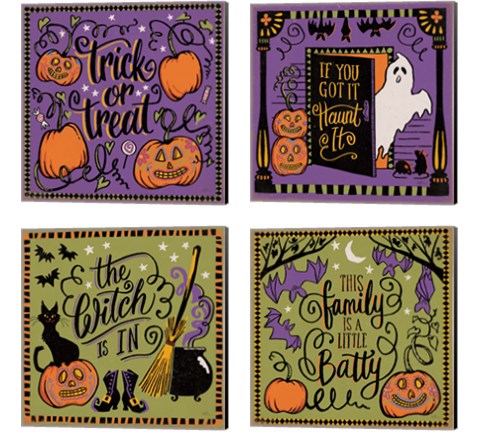 Halloween Expressions 4 Piece Canvas Print Set by Janelle Penner