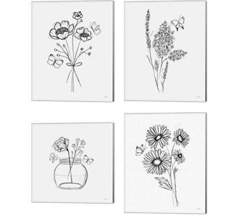 Among Wildflowers 4 Piece Canvas Print Set by Leah York