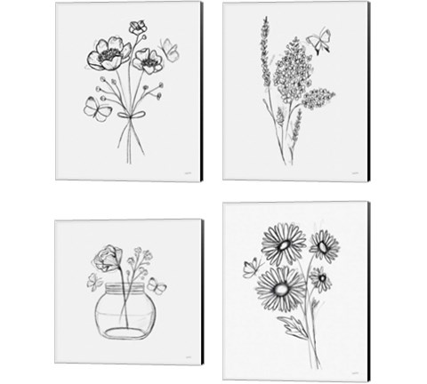 Among Wildflowers 4 Piece Canvas Print Set by Leah York