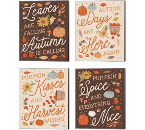 Harvest Wishes 4 Piece Canvas Print Set by Laura Marshall