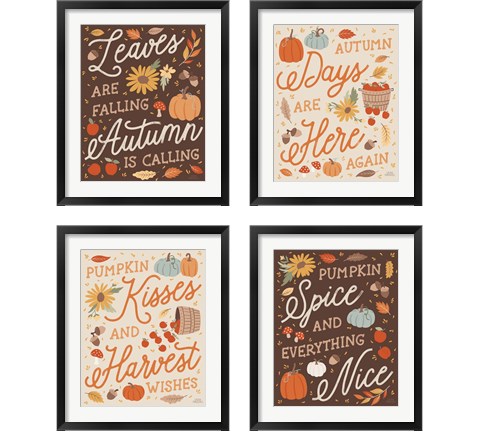 Harvest Wishes 4 Piece Framed Art Print Set by Laura Marshall